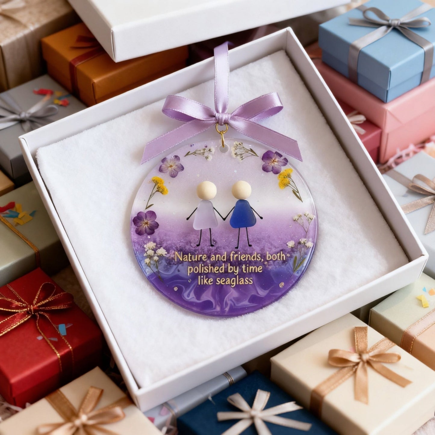 💜Timeless Bonds Sea Glass Christmas Ornament🌊✨Shaped by Nature & Crafted by Hand💝