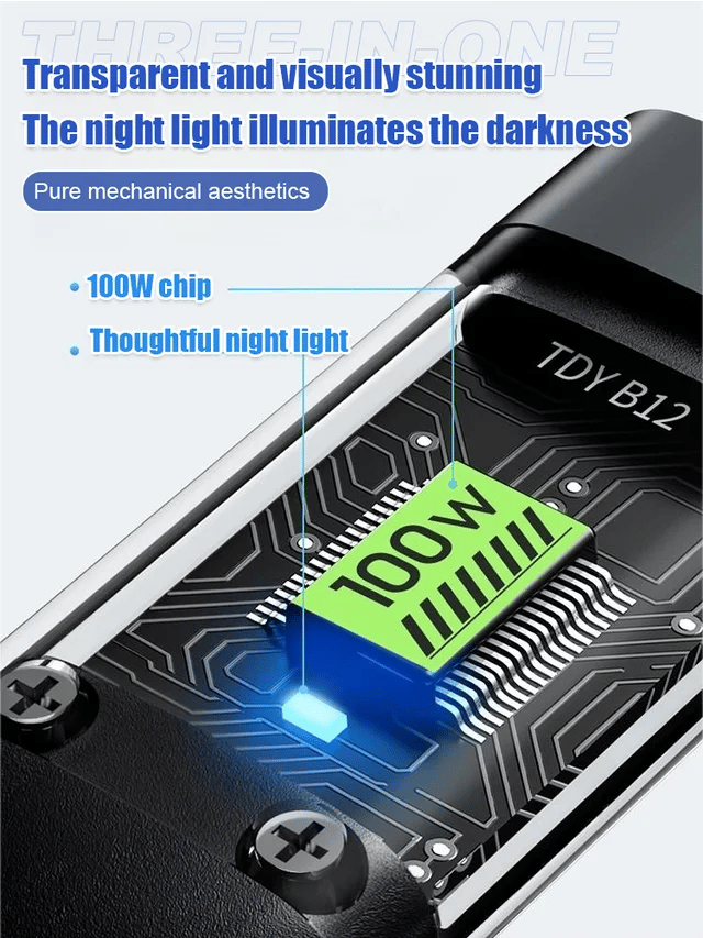⚡Limited time sale 50% discount!! ✨Transparent luminous 100w Super fast charging three-in-one data cable