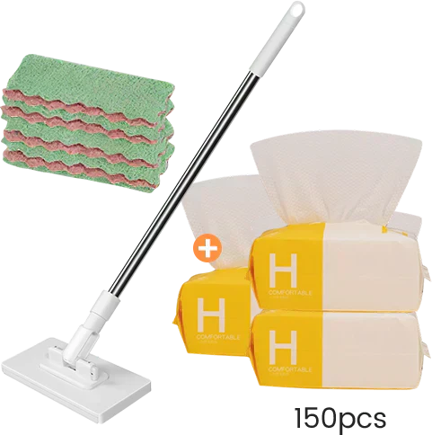🏆#1 Best Seller ⏰💕🌟Flat Mop with Stainless Steel Handle, come with Reusable Washable Mop Cloths