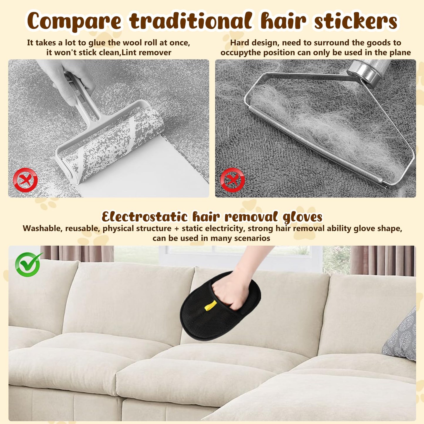 ⏳2025 New-Save 50%✨️Pet hair remover Electrostatic gloves