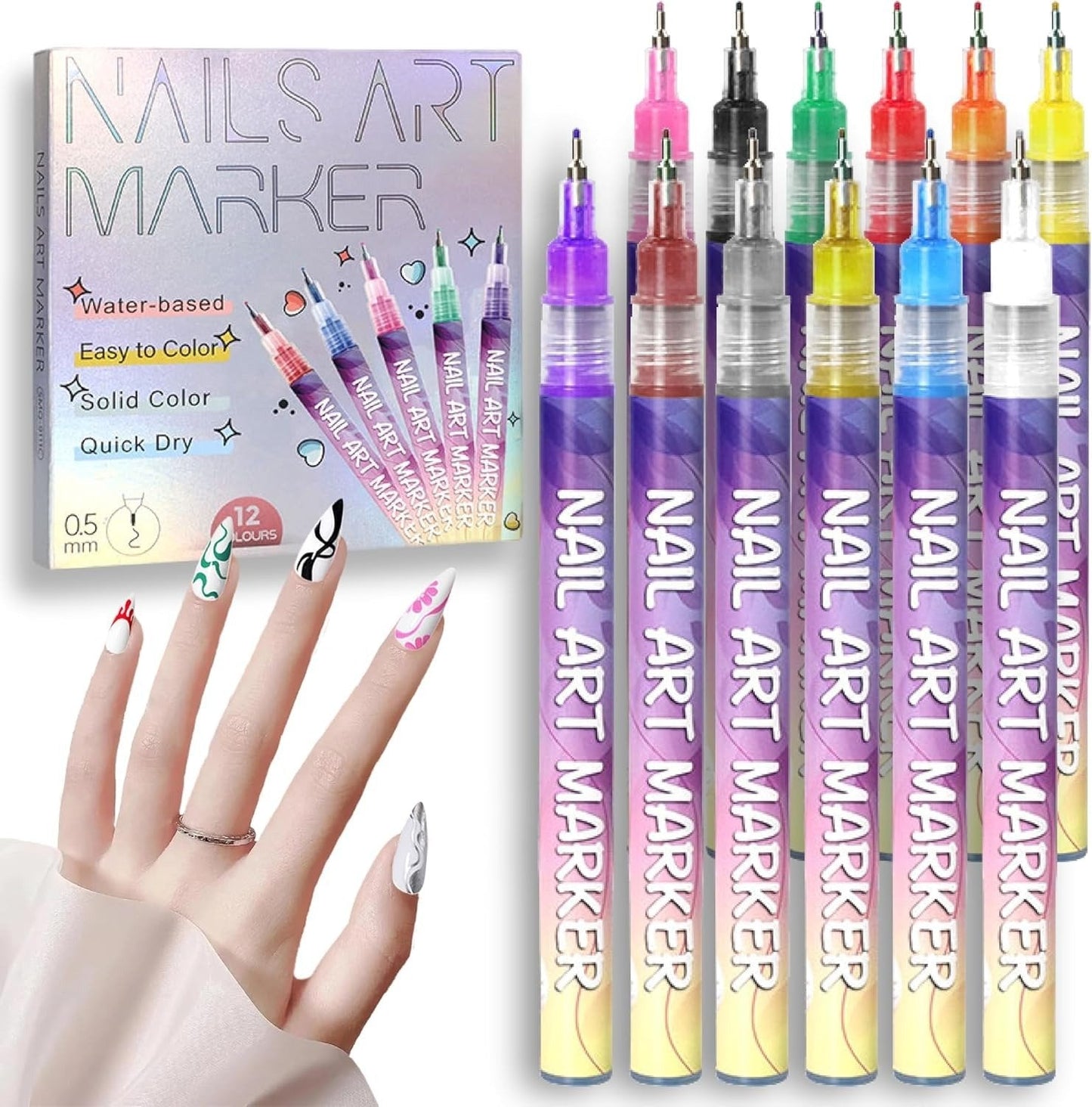 🎁LAST WEEK SPECIAL PRICE: £9.99!!⏳12 Colors Nail Art Pens Set🎨💅