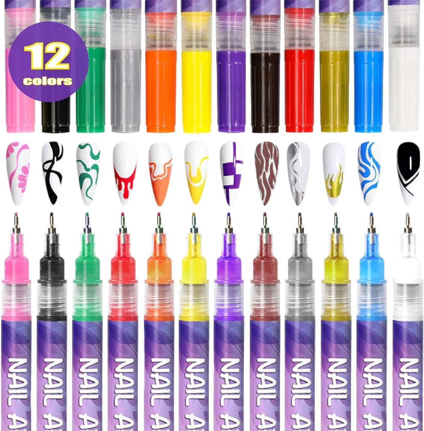 🎁LAST WEEK SPECIAL PRICE: £9.99!!⏳12 Colors Nail Art Pens Set🎨💅