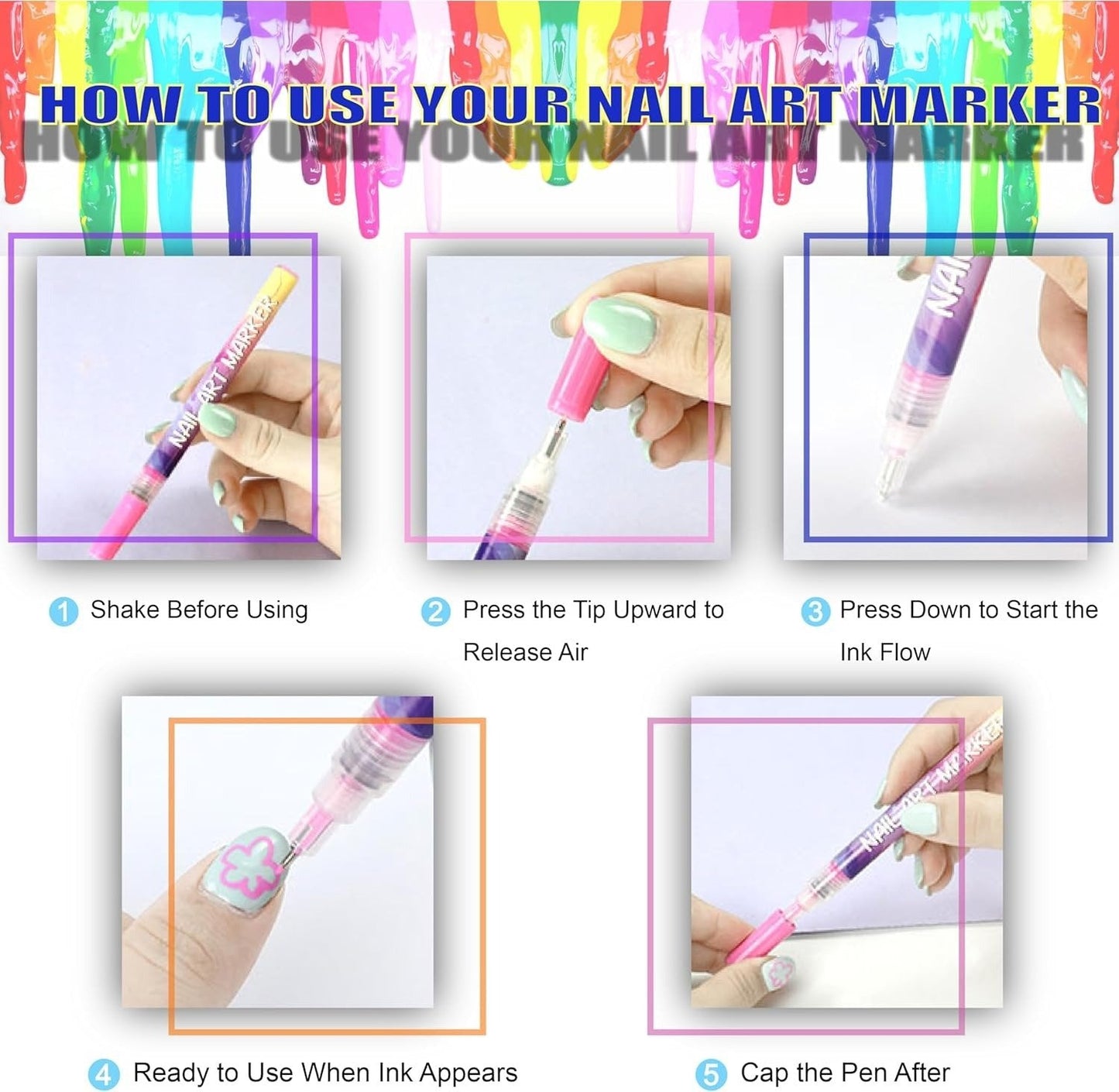 🎁LAST WEEK SPECIAL PRICE: £9.99!!⏳12 Colors Nail Art Pens Set🎨💅