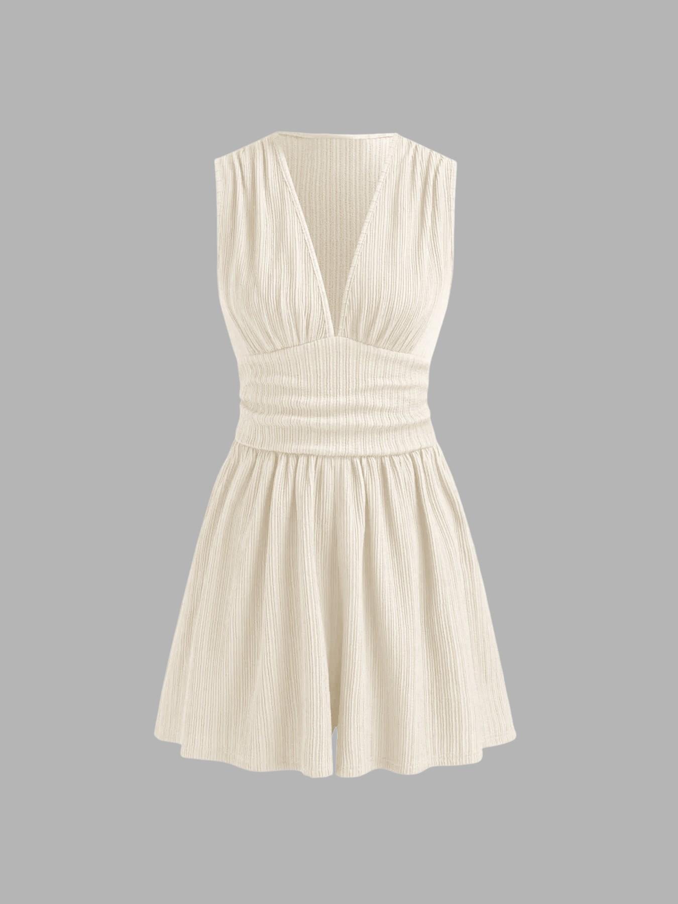 🏖️Summer Cool Deal: ONLY £19.99!!🌷👗Women's Sleeveless V-Neck Ruched Waist Romper