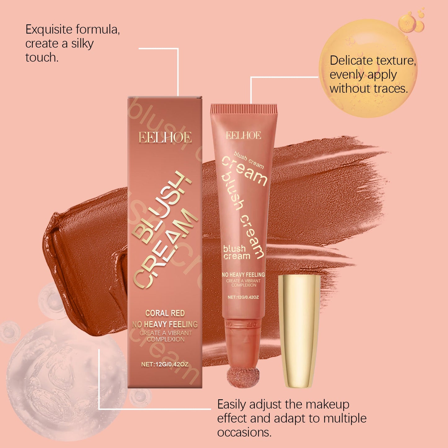 Natural Long-Lasting Shimmer Blush Cream