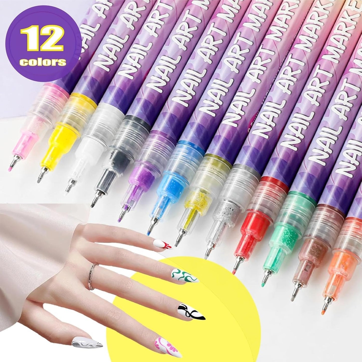 🎁LAST WEEK SPECIAL PRICE: £9.99!!⏳12 Colors Nail Art Pens Set🎨💅