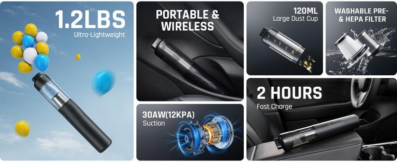 ๐ฅLAST DAY SALE 49% OFF๐ฅ๐๐Slim V8 Mate Cordless Car Vacuum High Power 12000Pa/30AW