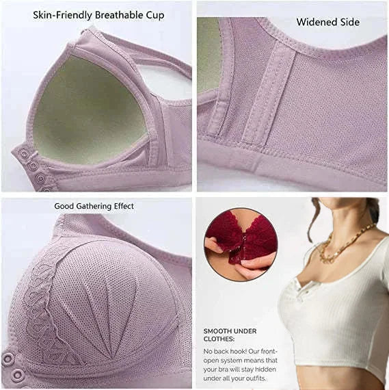 🌸Hot Sale 50% OFF🎁2025 Front Button Breathable Skin-Friendly Cotton Bra