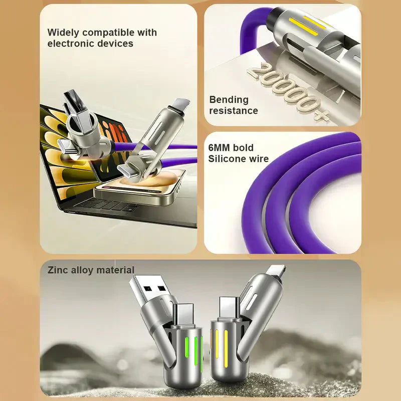 ⚡4-in-1 USB Charging Cable fast charging MAX 240W (With Box)⚡