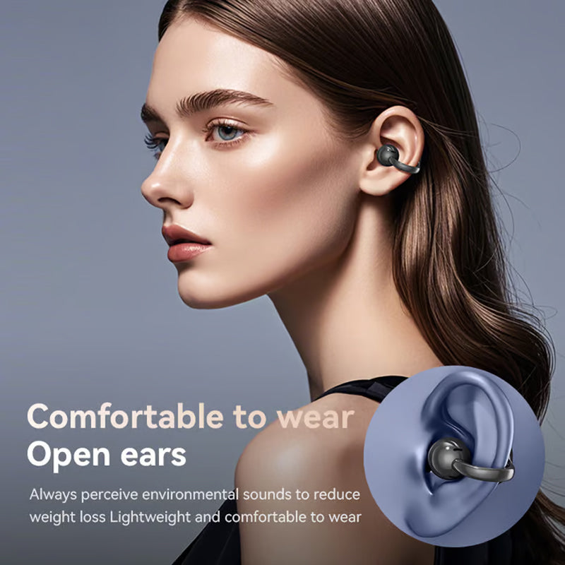 🎧🔥2025 HOT SALE🔥Bone Conduction Wireless Bluetooth Ear Clip Earphones with Touch Screen
