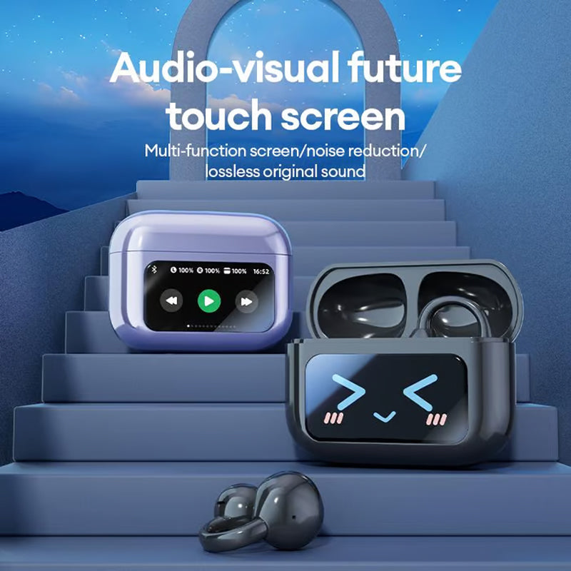 🎧🔥2025 HOT SALE🔥Bone Conduction Wireless Bluetooth Ear Clip Earphones with Touch Screen