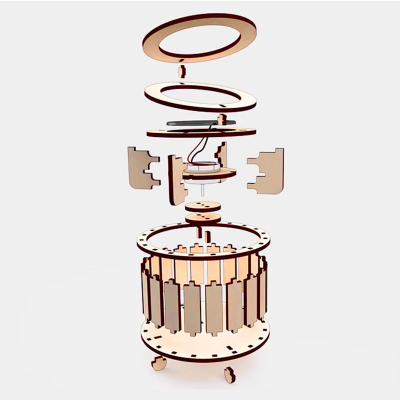 ⚡2025 new hot sale🔥Solar Powered Rotating Double Ring Wooden Puzzle Toy