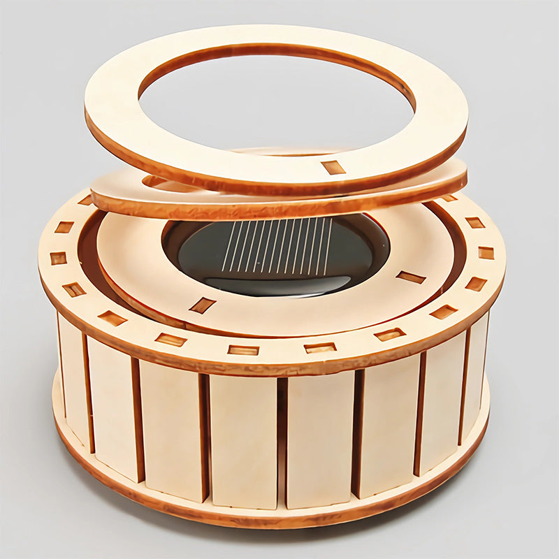 ⚡2025 new hot sale🔥Solar Powered Rotating Double Ring Wooden Puzzle Toy