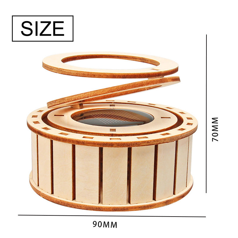 ⚡2025 new hot sale🔥Solar Powered Rotating Double Ring Wooden Puzzle Toy