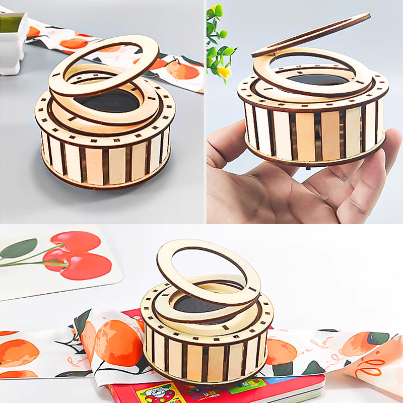 ⚡2025 new hot sale🔥Solar Powered Rotating Double Ring Wooden Puzzle Toy