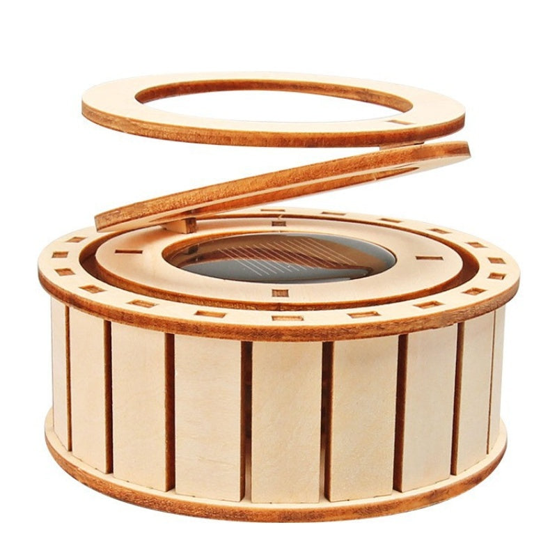 ⚡2025 new hot sale🔥Solar Powered Rotating Double Ring Wooden Puzzle Toy
