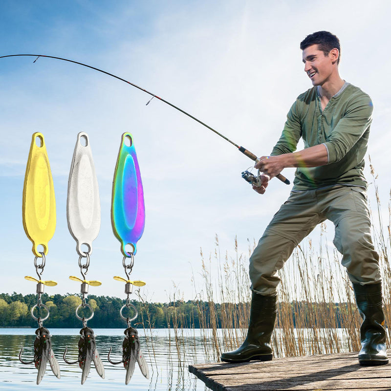 🎣Innovative design - metal propeller fly false bait hook💪