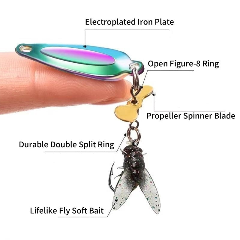 🎣Innovative design - metal propeller fly false bait hook💪