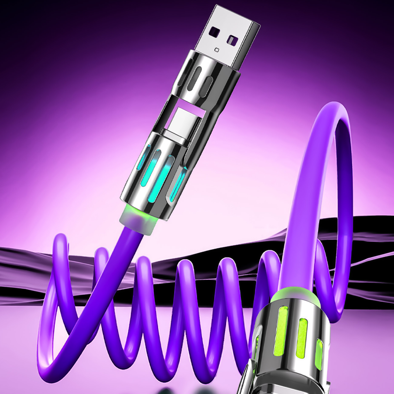 Compact 4-in-1 Retractable Car Charging Cable