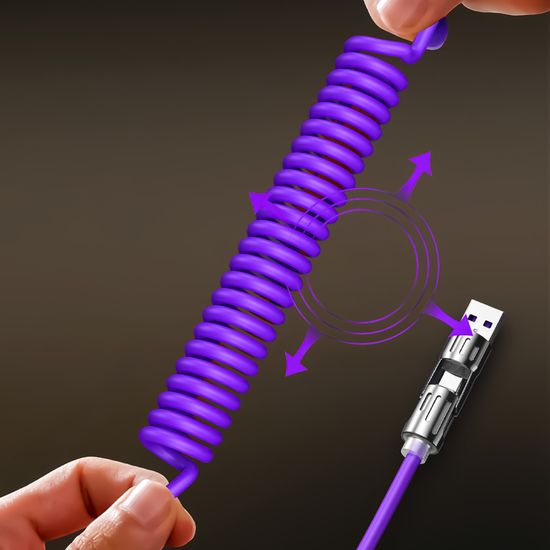 Compact 4-in-1 Retractable Car Charging Cable
