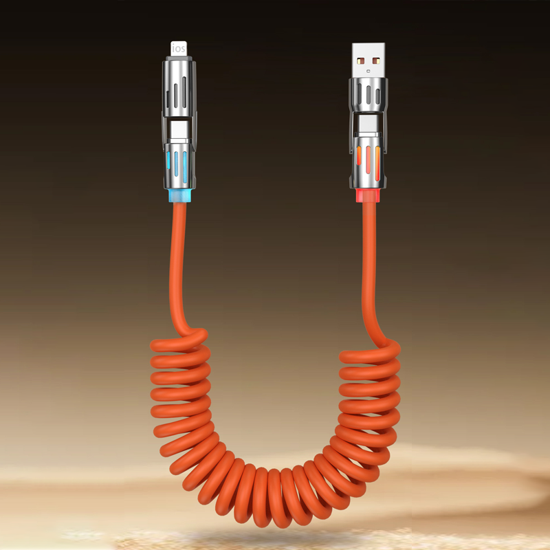 Compact 4-in-1 Retractable Car Charging Cable