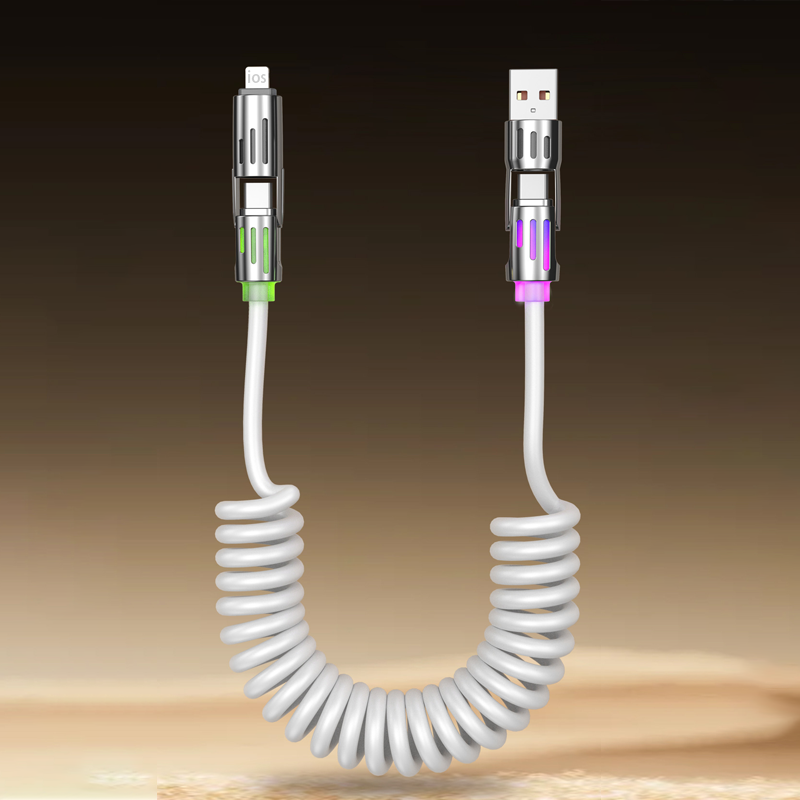 Compact 4-in-1 Retractable Car Charging Cable