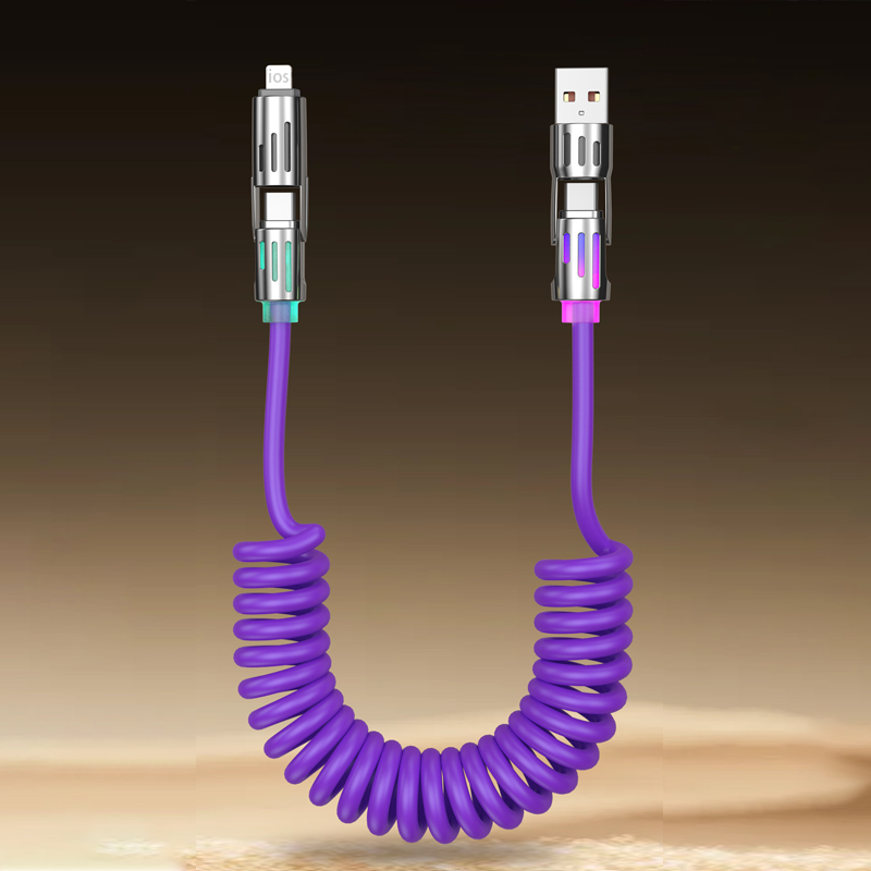 Compact 4-in-1 Retractable Car Charging Cable