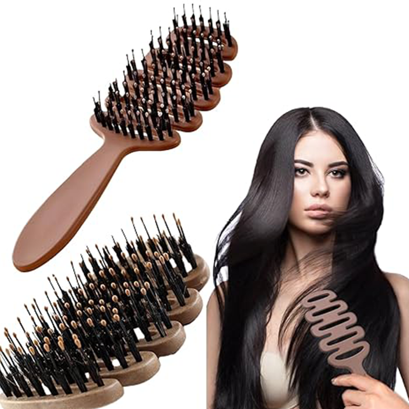 Boar Bristles Hair Brush With Curved Design(50% OFF)