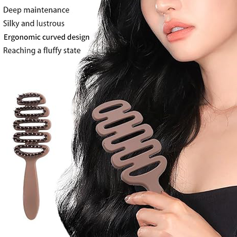 Boar Bristles Hair Brush With Curved Design(50% OFF)
