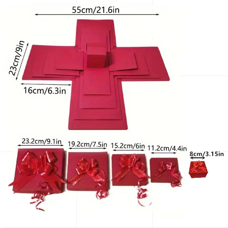 5-Layer Surprise Explosion Gift Box with Ribbon