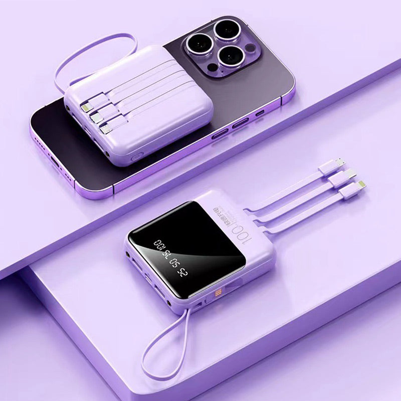 Portable Power Bank with Display and Charging Cable