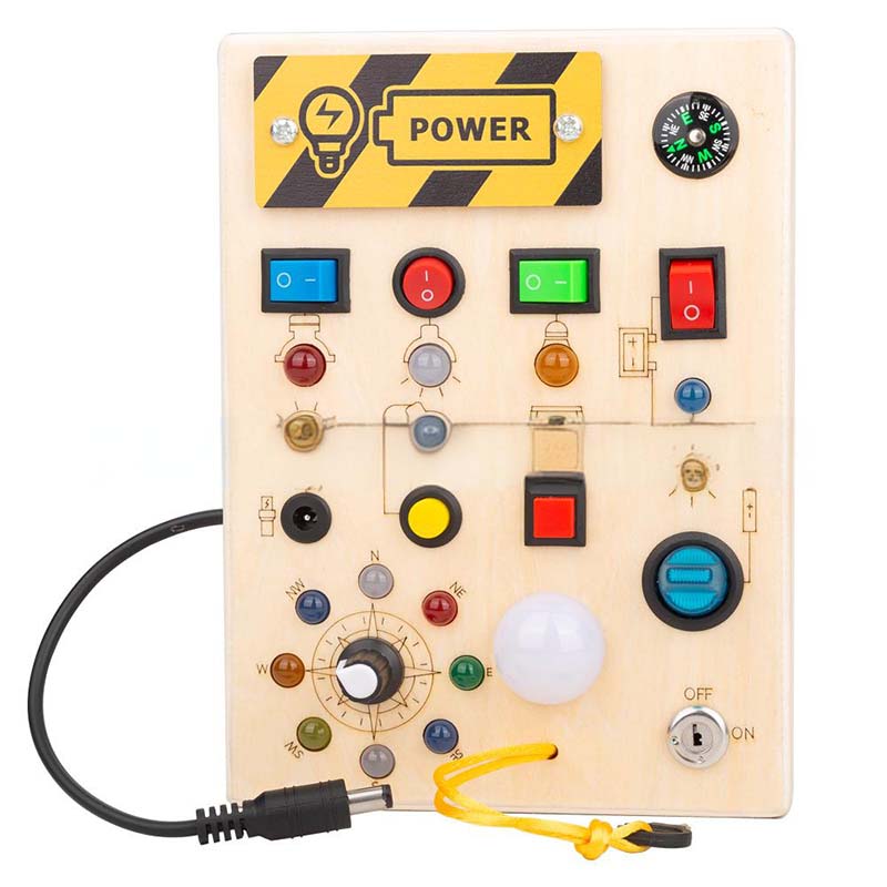Wooden Busy Board Toys with LED Lights