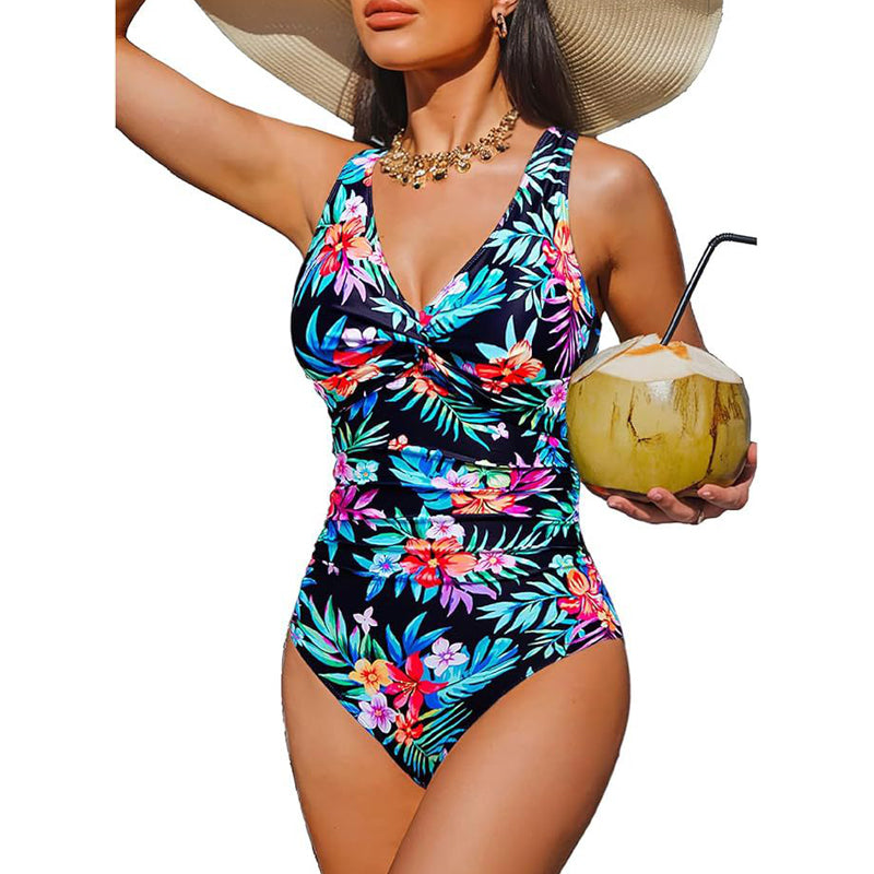 🥳2026 HOT SALE🥳💞50K+ SOLD!👵🏖️ 50% OFF! Women's One-Piece Swimsuit – Tummy control ruching, elegant twist-front. Wide straps stay put, no digging. Quick-dry fabric. Perfect for pool or beach. 🌊💕