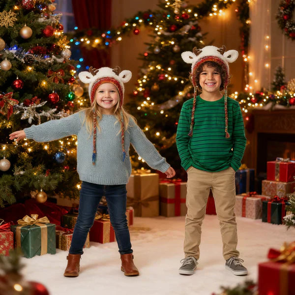 🎁🎄Christmas Sale 49% OFF! 🦌Original design Festive Christmas Antler Hat🧶