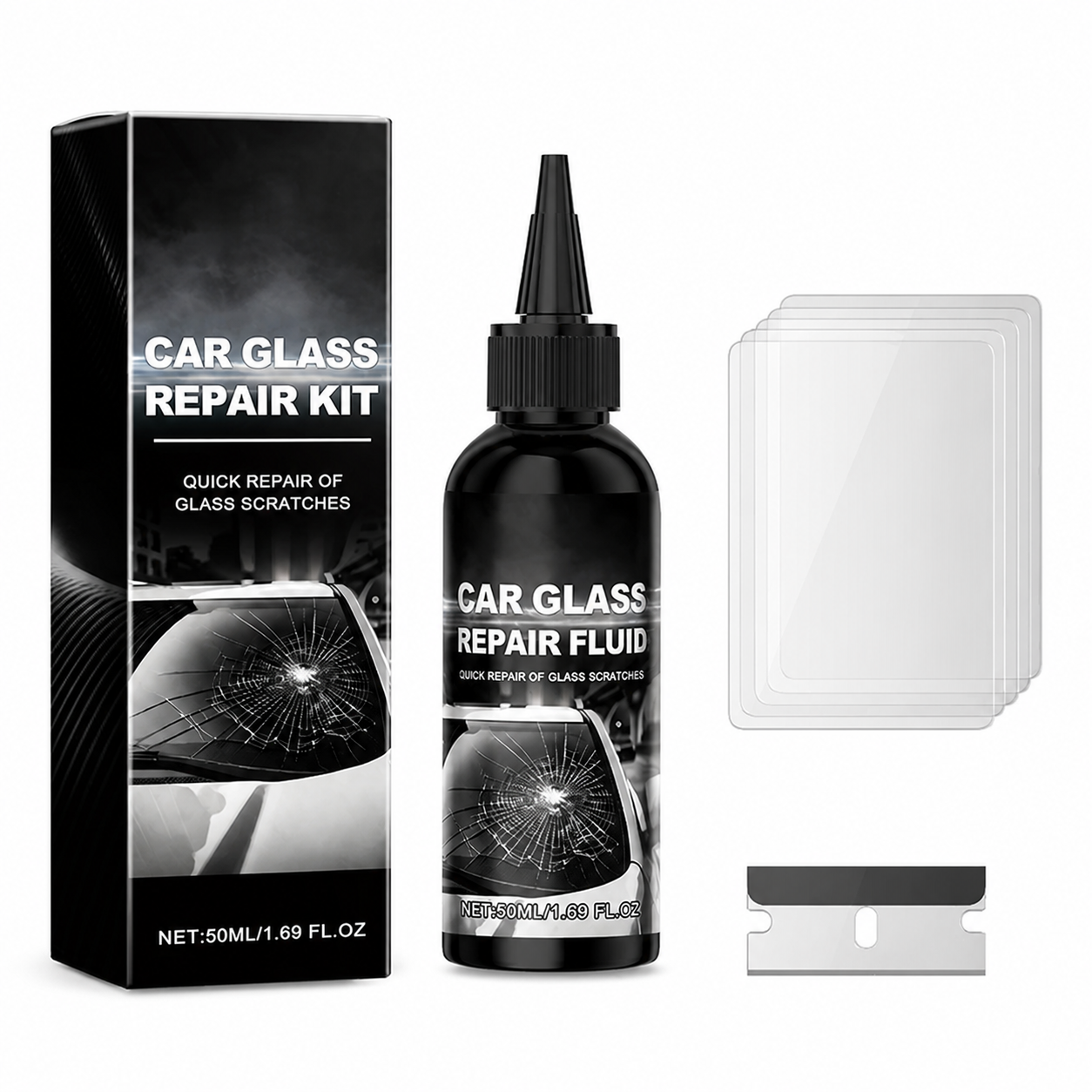 Fast-Acting Windshield Crack & Chip Repair Kit