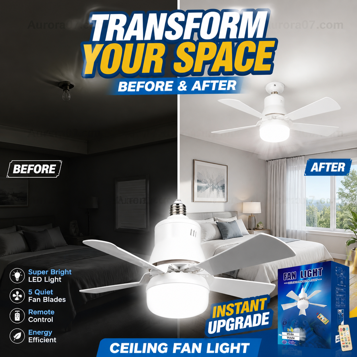 🏆LAST DAY SALE 50% OFF🔥SmartBreez™ 40W LED Ceiling Fan Light – 20.5” Ultra-Quiet with Remote 🎯 | E27 + FREE B22 Adapter 🔌 | For Bedroom 😴, Kitchen 👩‍🍳 & Garage 🛠️ – UK Ready! 🇬🇧