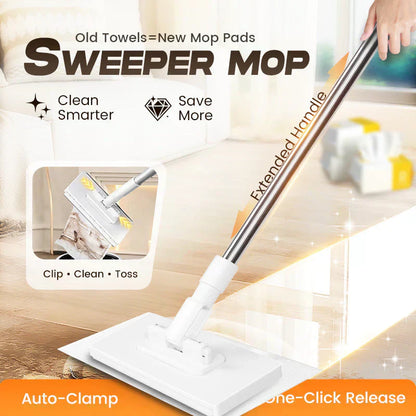 🏆#1 Best Seller ⏰💕🌟Flat Mop with Stainless Steel Handle, come with Reusable Washable Mop Cloths