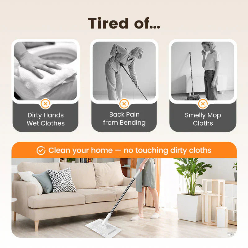 🏆#1 Best Seller ⏰💕🌟Flat Mop with Stainless Steel Handle, come with Reusable Washable Mop Cloths
