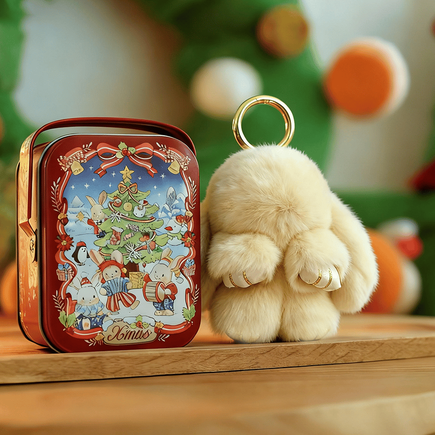 🐰BunnyLulu Handmade Bunny Keychain with Designed Tin Box,Cute Gift, Travel Accessory, Birthday Present for Girls & Women