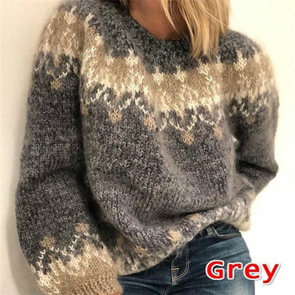 Women's Casual Loose Thick Needles Jacquard Sweater