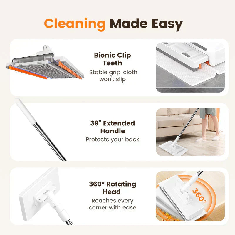 🏆#1 Best Seller ⏰💕🌟Flat Mop with Stainless Steel Handle, come with Reusable Washable Mop Cloths
