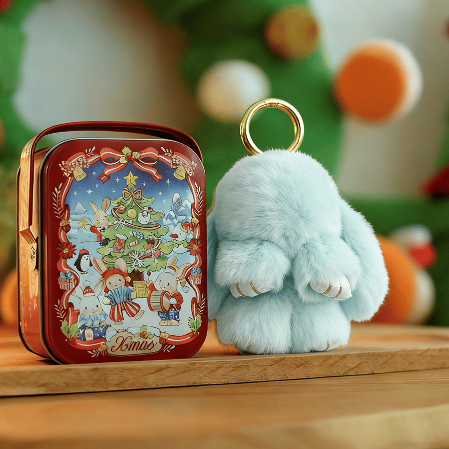 🐰BunnyLulu Handmade Bunny Keychain with Designed Tin Box,Cute Gift, Travel Accessory, Birthday Present for Girls & Women