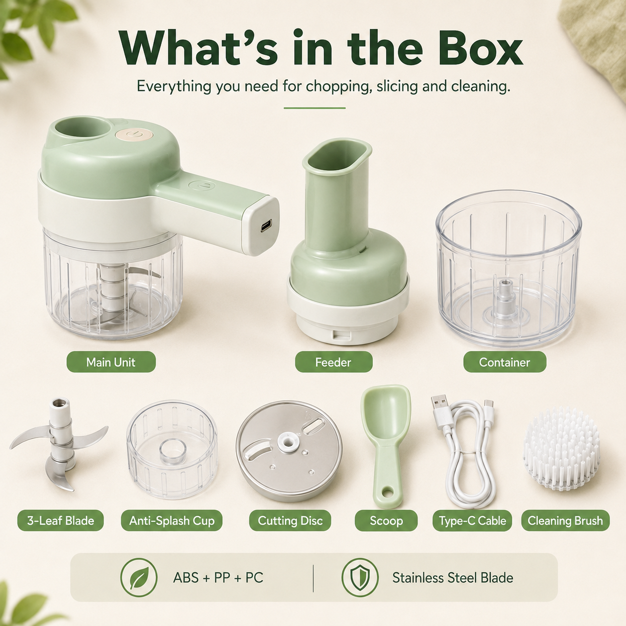 4-in-1 manual electric vegetable cutter setMultifunction cordless food processor