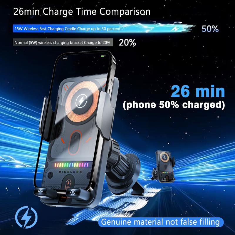 📢📢50%  OFF !! 🚗📱 2-in-1 Car Phone Holder & Wireless Charger – 360° Rotation, Strong Grip & Fast Charging 🔋