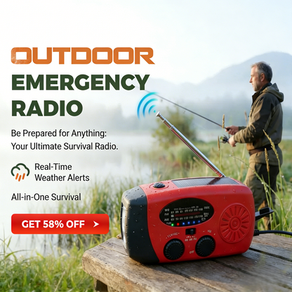 🔥50% OFF NOW! Solar emergency radio with power bank, hand crank & weather alert 📻☀️🔋✅