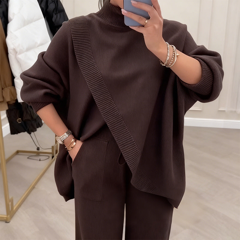 ⏳Time-Limited Special⏰Women's 2-piece set – Asymmetrical sweater + wide-leg pants, relaxed fit and soft fabric, ultra comfortable 👚✨