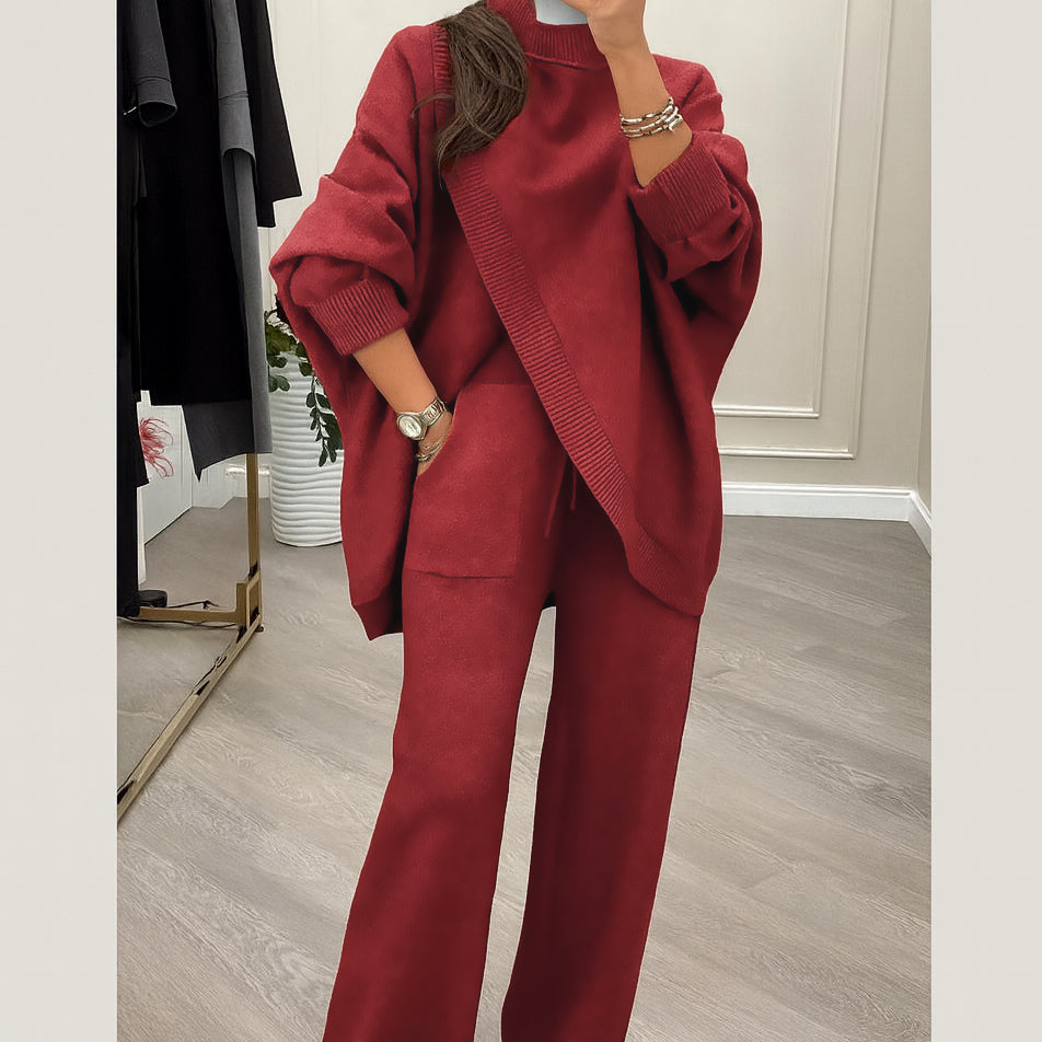 ⏳Time-Limited Special⏰Women's 2-piece set – Asymmetrical sweater + wide-leg pants, relaxed fit and soft fabric, ultra comfortable 👚✨