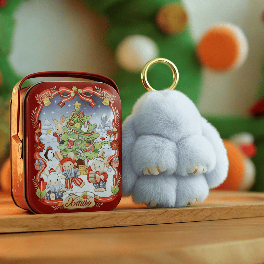 🐰BunnyLulu Handmade Bunny Keychain with Designed Tin Box,Cute Gift, Travel Accessory, Birthday Present for Girls & Women