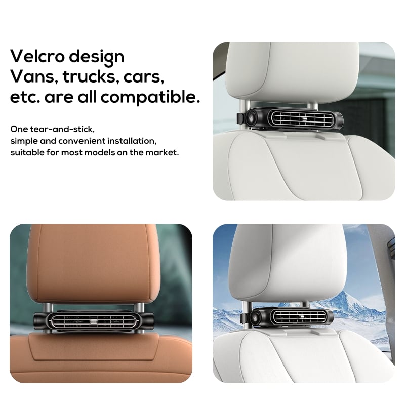 Car Seat Fan USB Plug-in Dual Turbo High Wind Power Car Interior Rear Pillow Car Fan with Independent Switch & Adjustable Air Outlet for Personalized Comfort