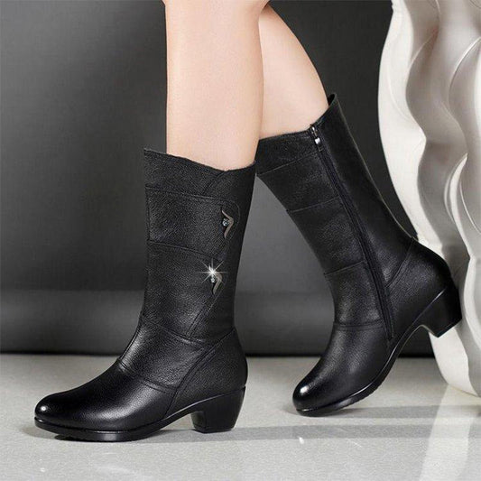 Women’s Trendy Casual Leather Black Boots